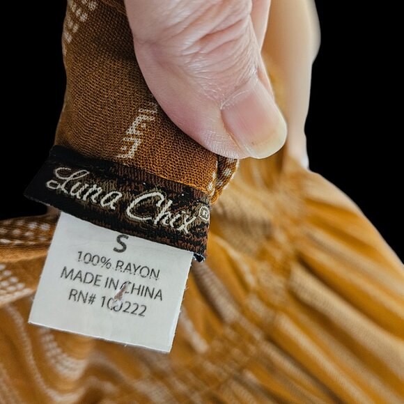 Luna Chix -Boho Mustard Color white Striped wide Leg Jumper Sm - Picture 4 of 4